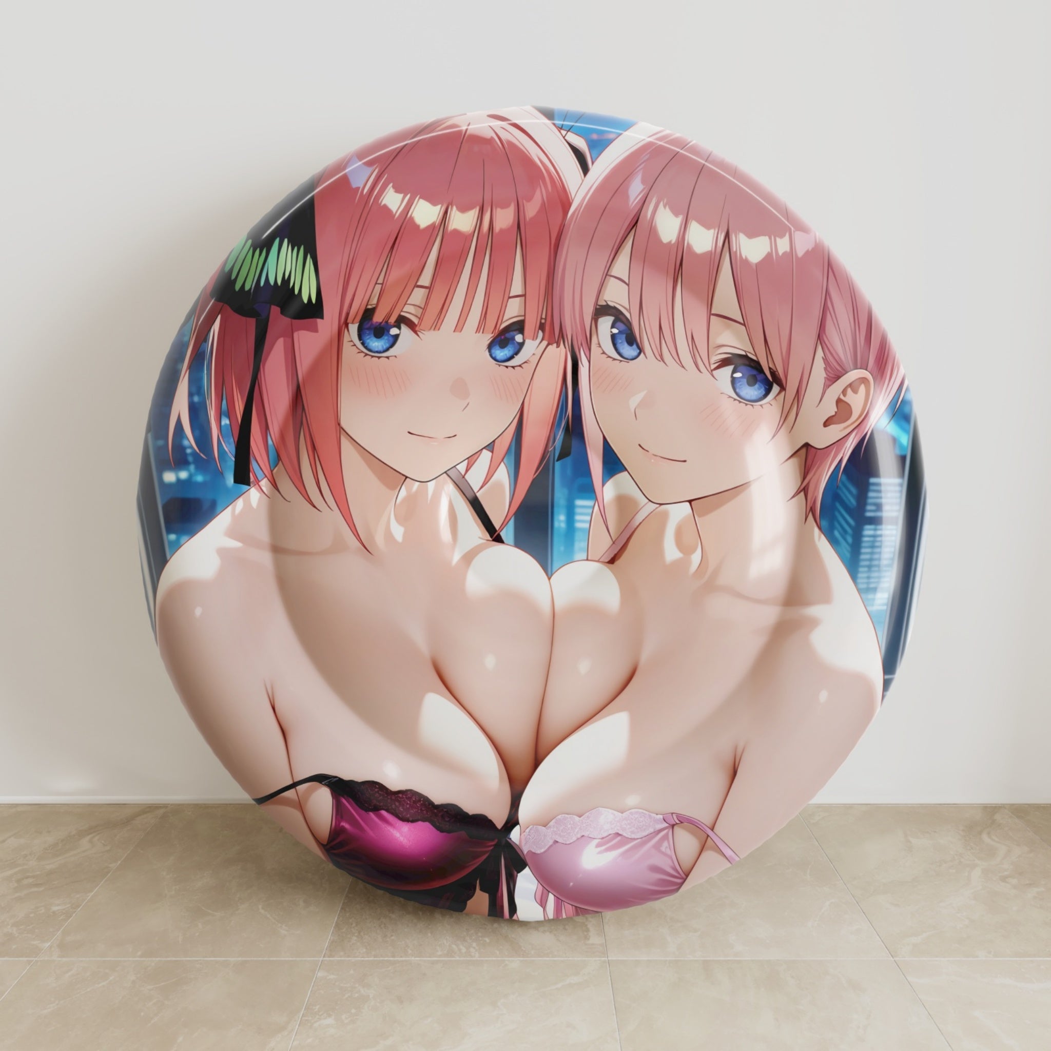 Nino & Ichika Nakano(Pajama Ver.) - Anime Inflatable Round Cushion Fan-Art Edition