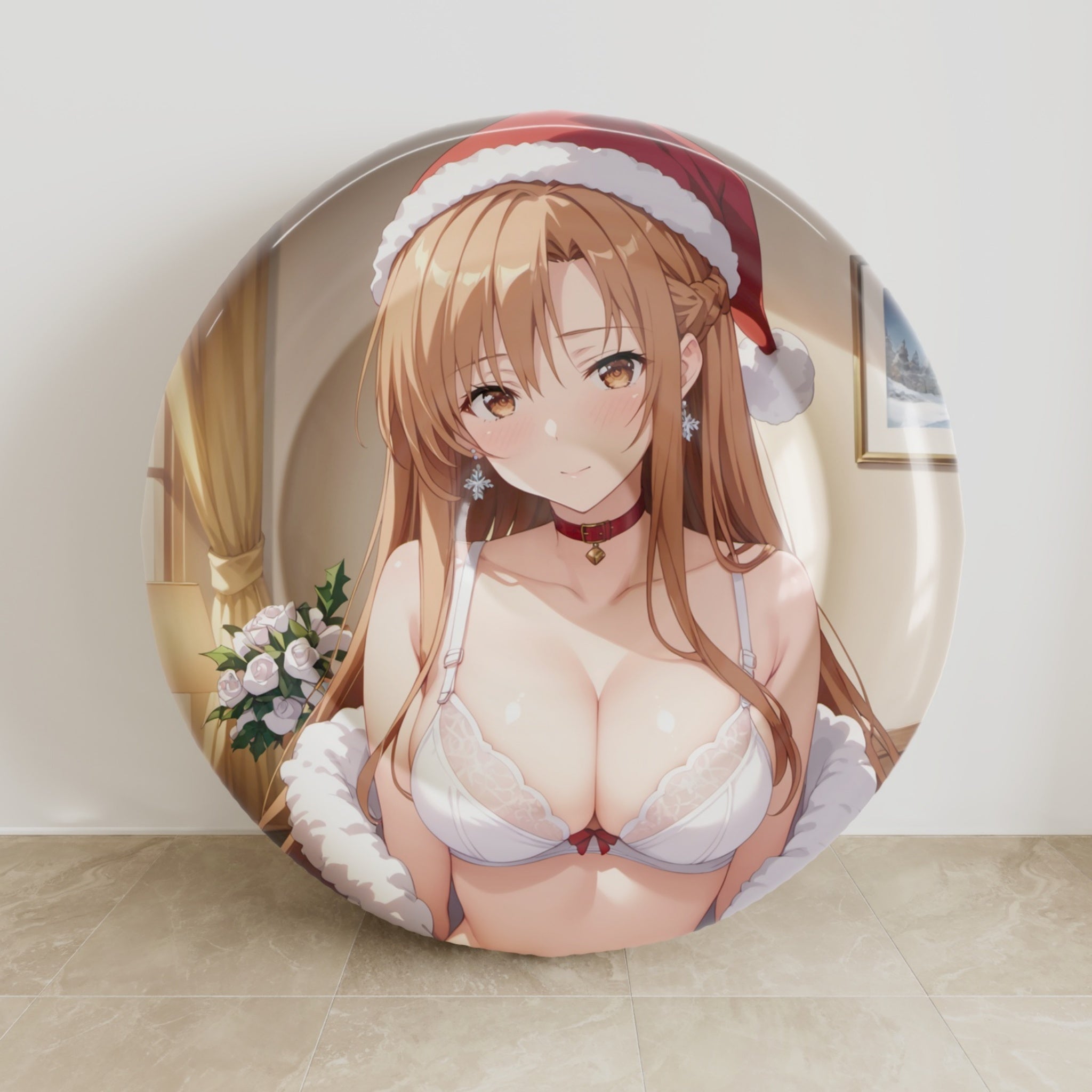 Asuna (Santa Hat Ver.) - Anime Inflatable Round Cushion Fan-Art Edition