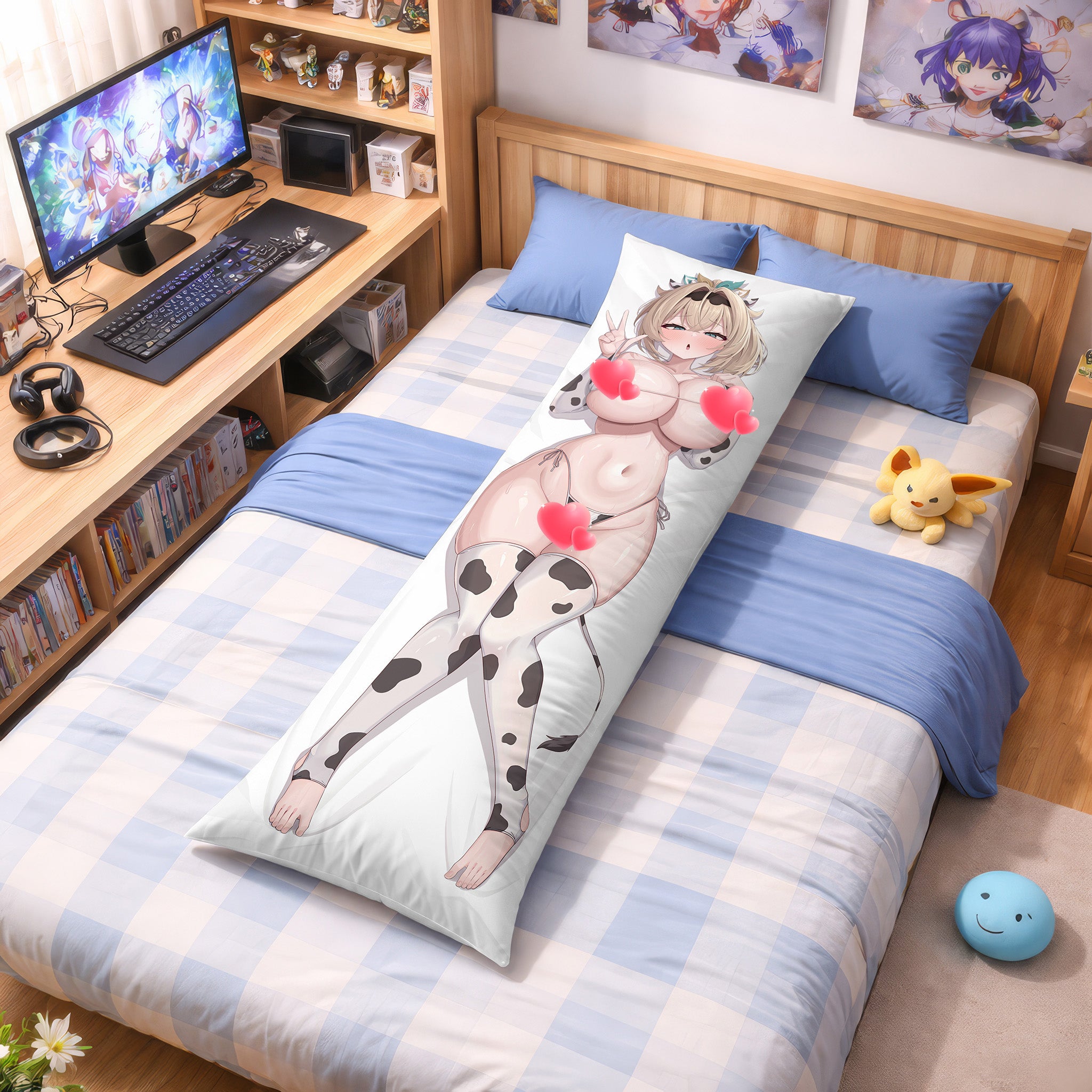 Kazama Iroha (Cow Cos Ver.) - Anime Pillowcase Fan-Art Edition