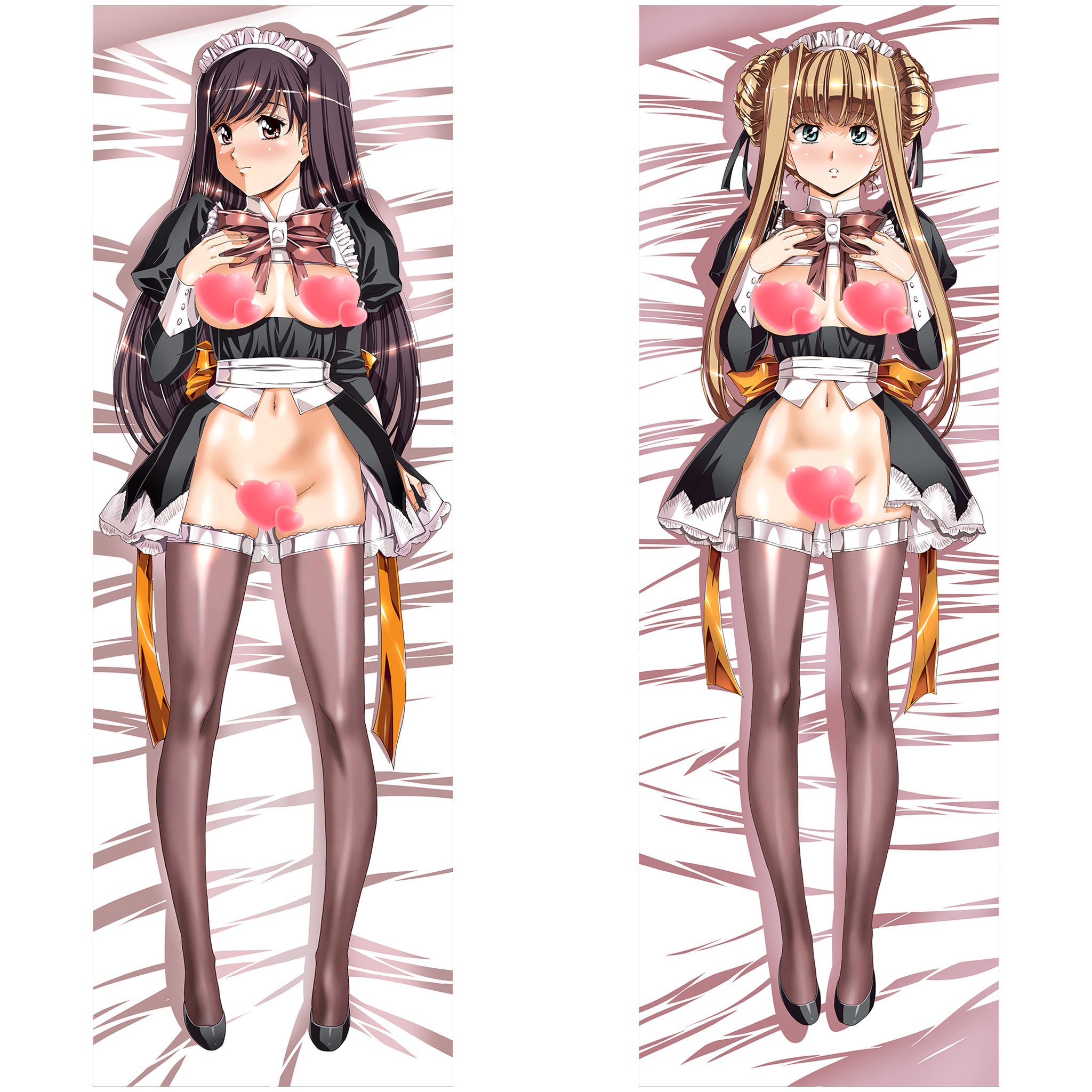 Twin Black-stockings Maids - Anime Inflatable Cylinder Pillow Fan-Art Edition