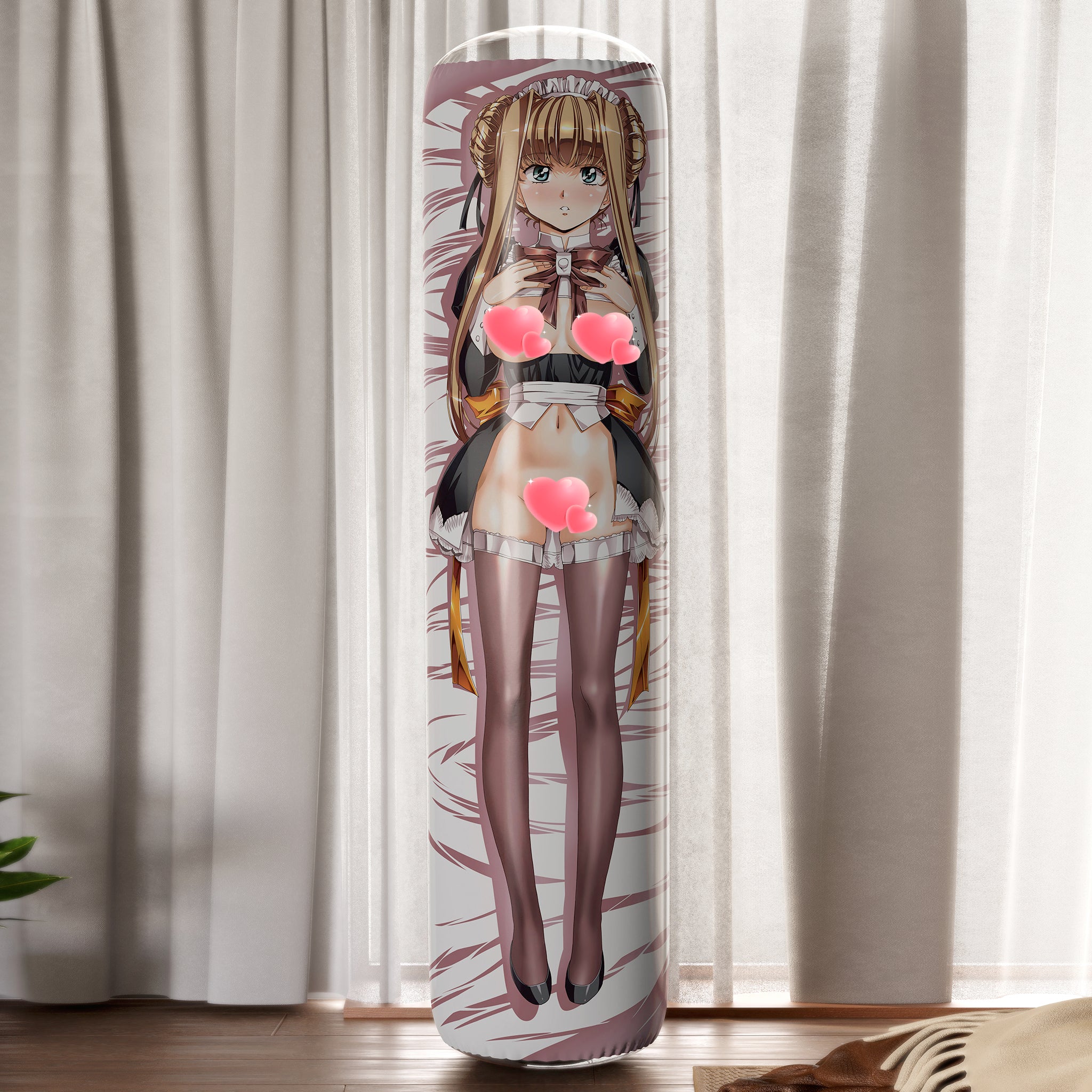 Twin Black-stockings Maids - Anime Inflatable Cylinder Pillow Fan-Art Edition